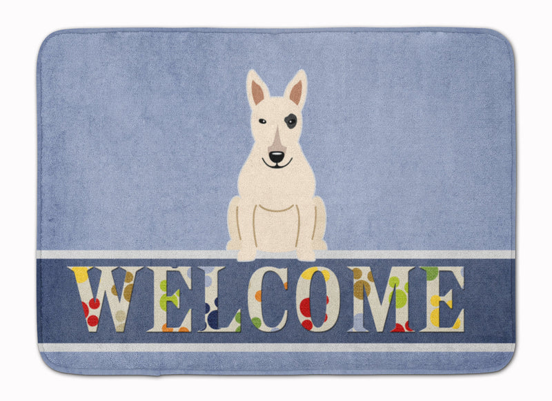 Bull Terrier White Welcome Machine Washable Memory Foam Mat BB5719RUG