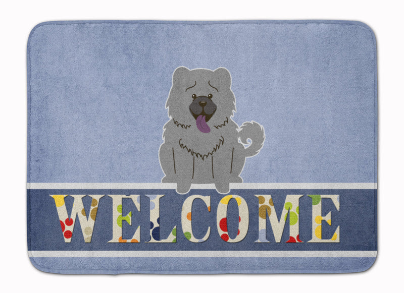 Chow Chow Blue Welcome Machine Washable Memory Foam Mat BB5720RUG