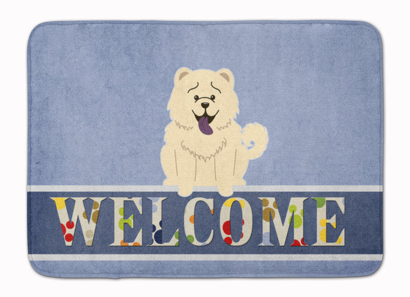 Chow Chow White Welcome Machine Washable Memory Foam Mat BB5721RUG