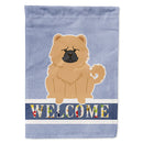 Chow Chow Cream Welcome House Flag 28x40 Porch Sleeve Pole Decorative Outside Yard Banner Artwork Wall Hanging, Polyester