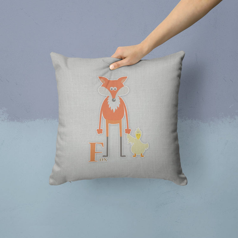 Alphabet F for Fox Throw Pillow - 14x14 Decorative Pillow – Art for Your Home & Patio BB5731PW1414