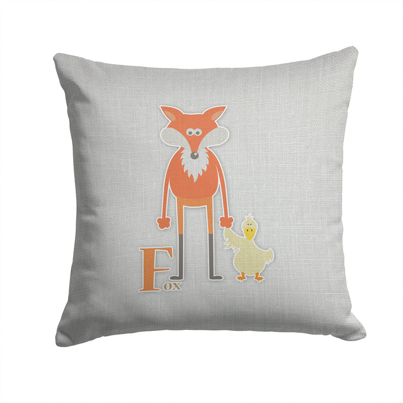 Alphabet F for Fox Throw Pillow - 14x14 Decorative Pillow – Art for Your Home & Patio BB5731PW1414