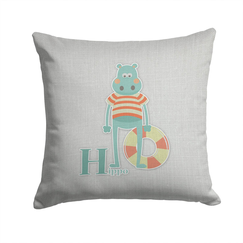 Alphabet H for Hippopotamus Fabric Decorative Pillow BB5733PW1414