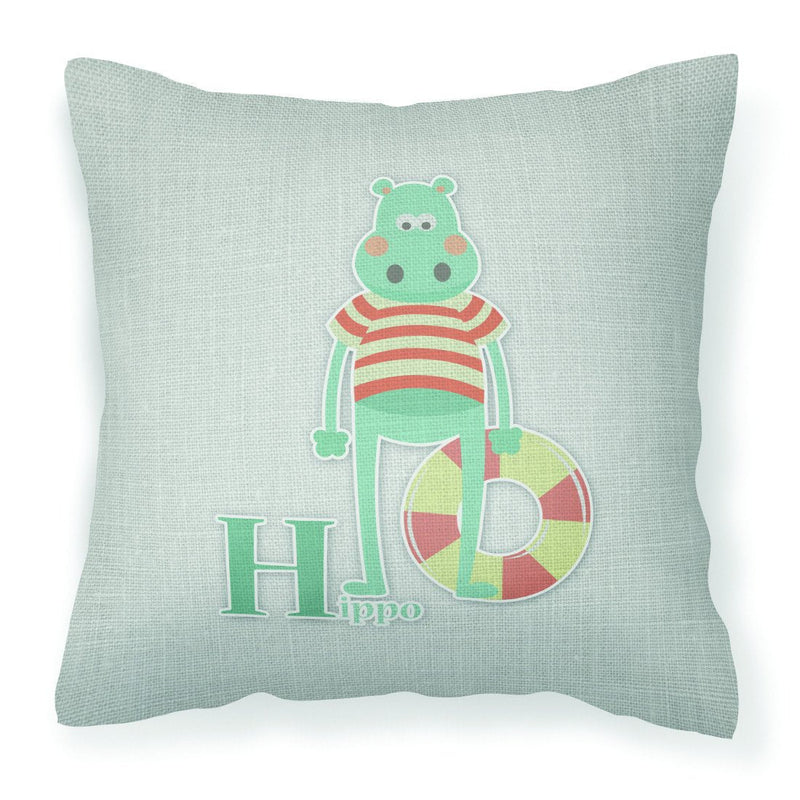 Alphabet H for Hippopotamus Fabric Decorative Pillow BB5733PW1818