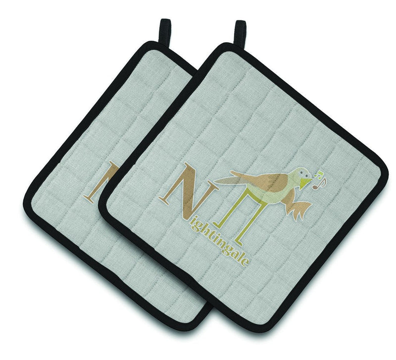 Alphabet N for Nightingale Pair of Pot Holders BB5739PTHD