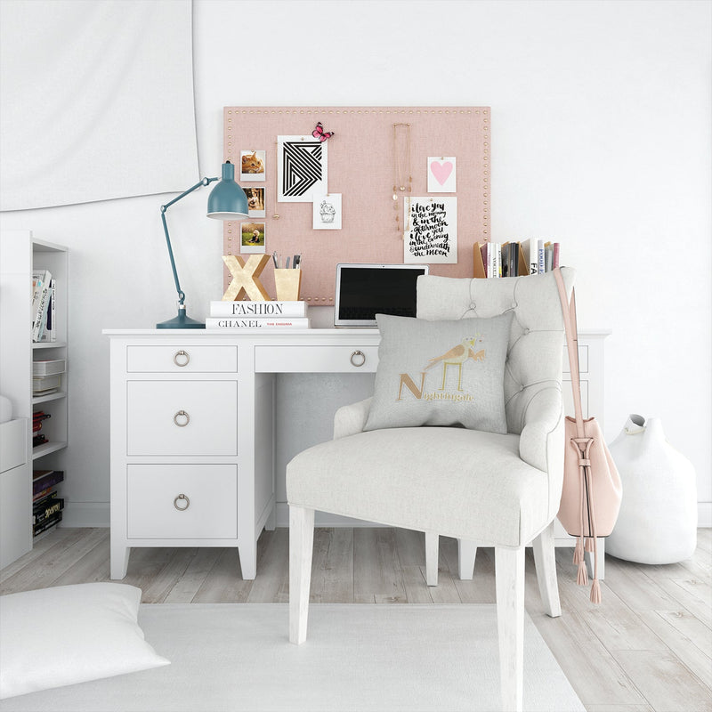 Alphabet N for Nightingale Throw Pillow - 14x14 Decorative Pillow – Art for Your Home & Patio BB5739PW1414