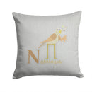 Alphabet N for Nightingale Throw Pillow - 14x14 Decorative Pillow – Art for Your Home & Patio BB5739PW1414