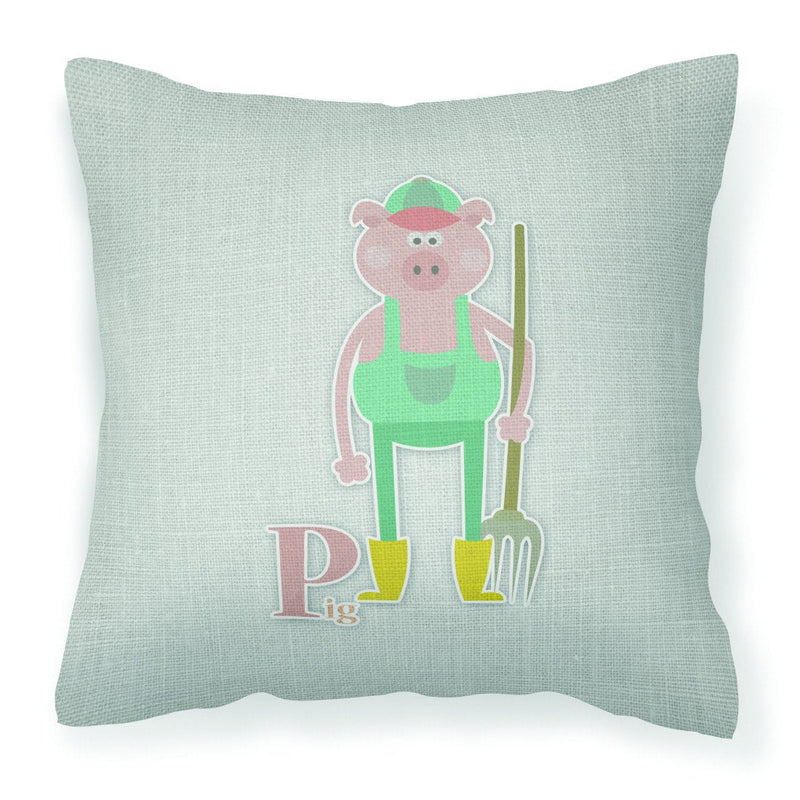 Alphabet P for Pig Fabric Decorative Pillow BB5741PW1818