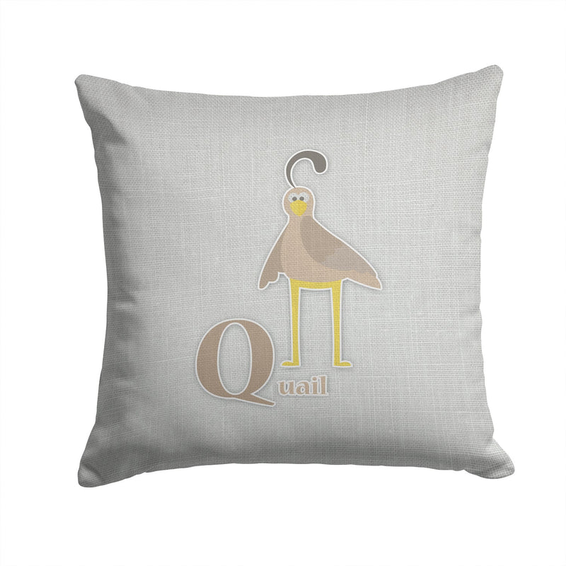 Alphabet Q for Quail Throw Pillow - 14x14 Decorative Pillow – Art for Your Home & Patio BB5742PW1414