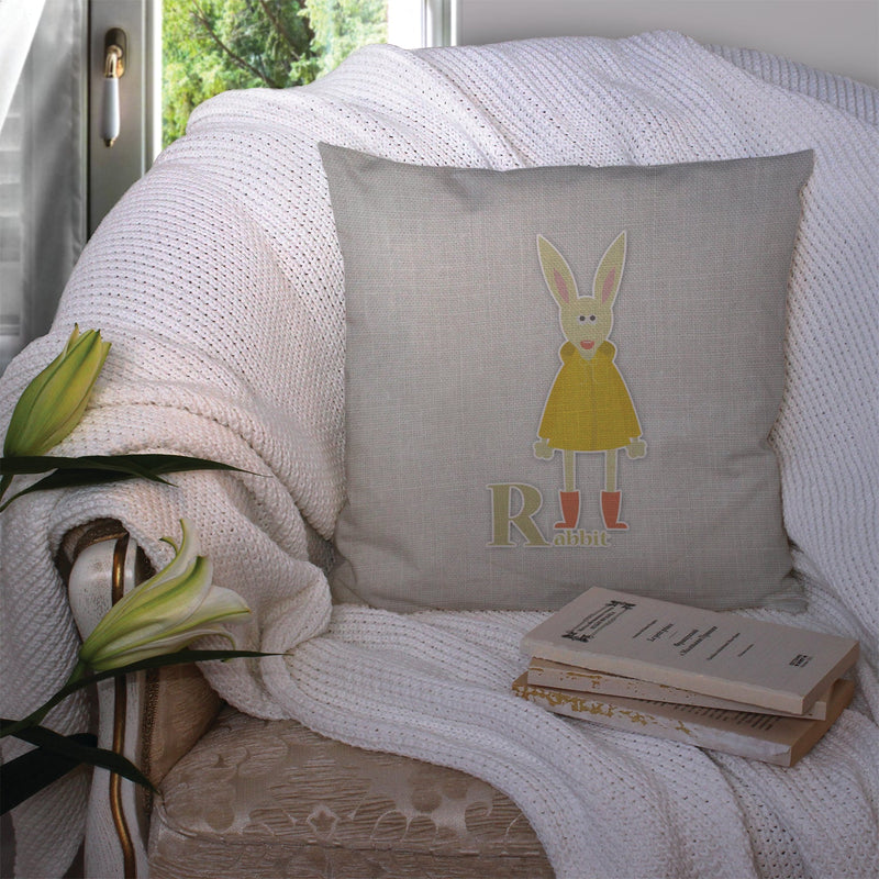 Alphabet R for Rabbit Throw Pillow - 14x14 Decorative Pillow – Art for Your Home & Patio BB5743PW1414