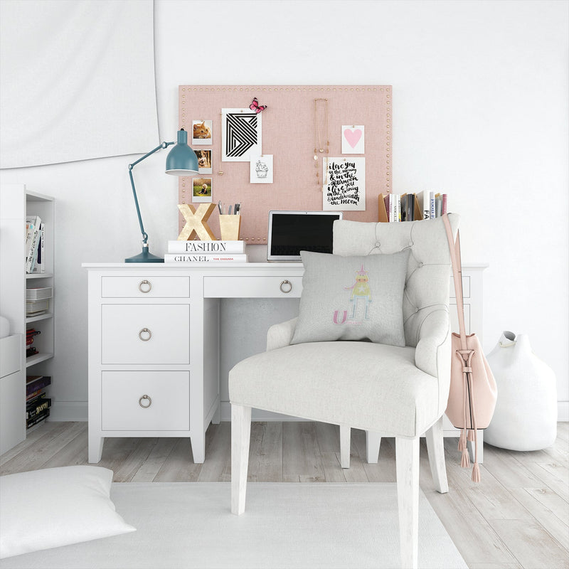 Alphabet U for Unicorn Throw Pillow - 14x14 Decorative Pillow – Art for Your Home & Patio BB5746PW1414