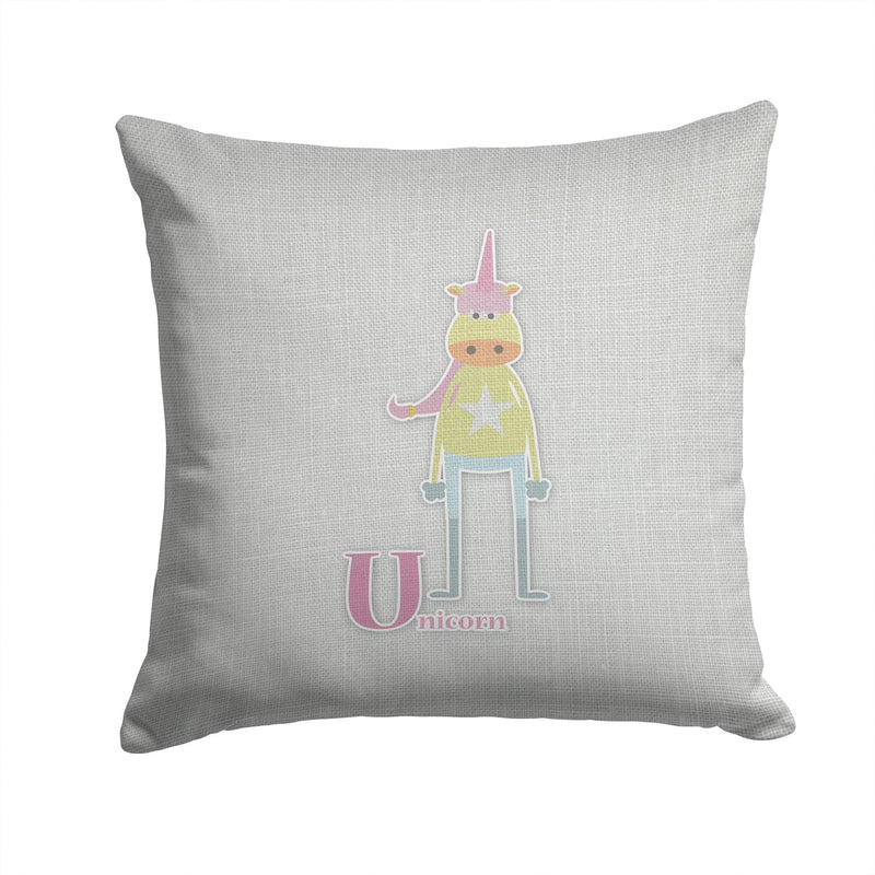 Alphabet U for Unicorn Throw Pillow - 14x14 Decorative Pillow – Art for Your Home & Patio BB5746PW1414