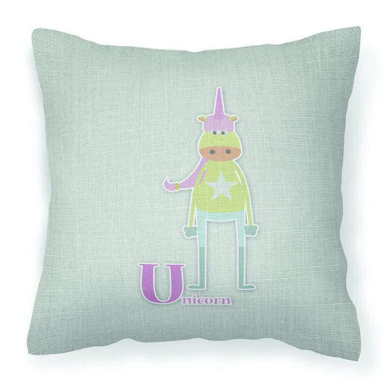 Alphabet U for Unicorn Fabric Decorative Pillow BB5746PW1818