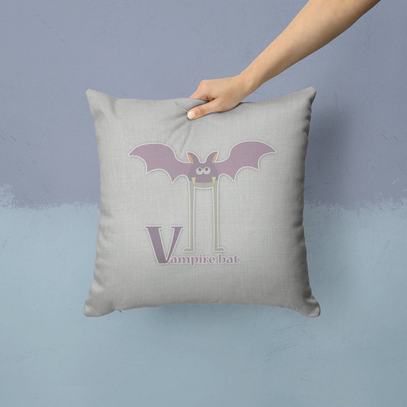 Alphabet V for Vampire Bat Fabric Decorative Pillow BB5747PW1414