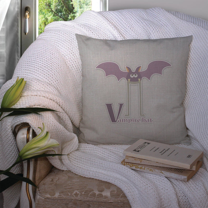 Alphabet V for Vampire Bat Fabric Decorative Pillow BB5747PW1414