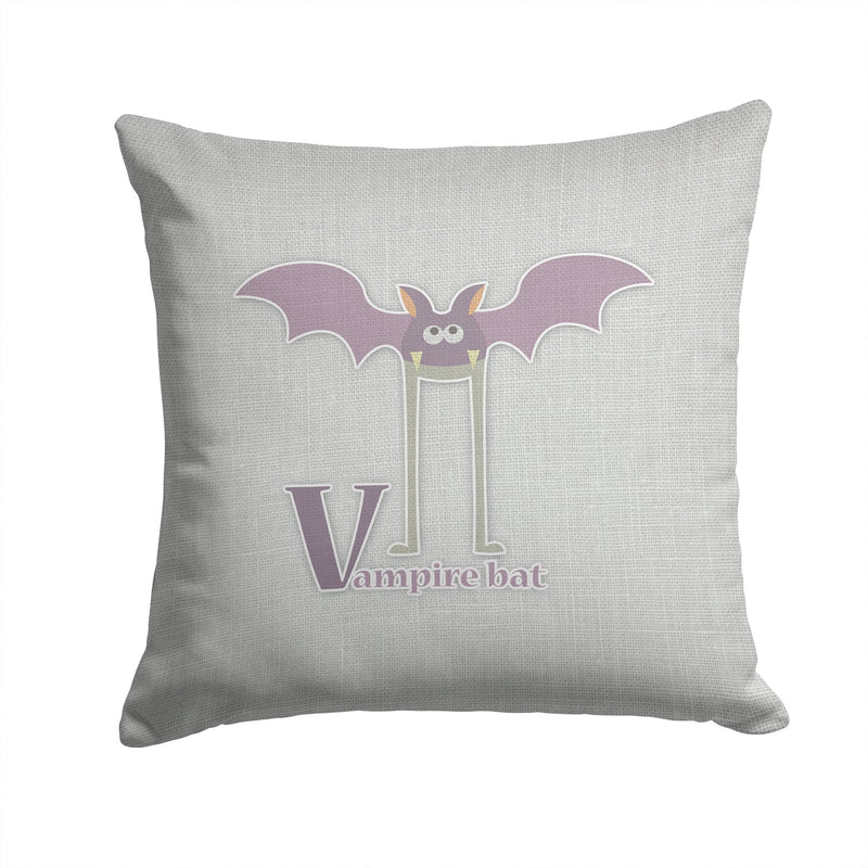 Alphabet V for Vampire Bat Fabric Decorative Pillow BB5747PW1414