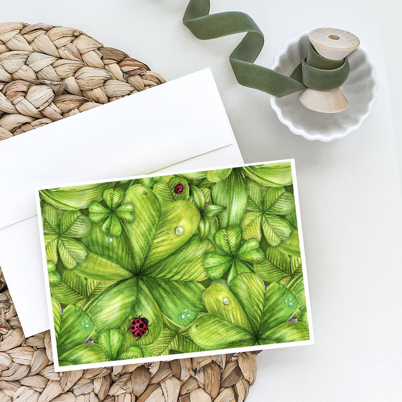 Shamrocks and Lady bugs Greeting Cards and Envelopes Pack of 8