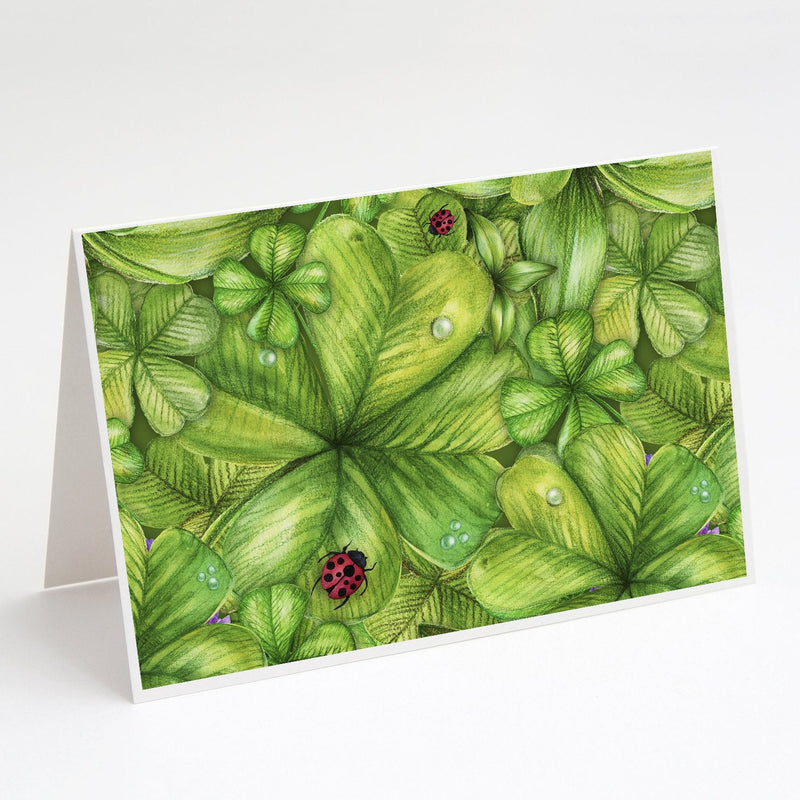 Shamrocks and Lady bugs Greeting Cards and Envelopes Pack of 8