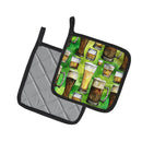 Irish Beers Pot Holder Set of 2 Heat Resistant Quilted Hot Pads 7.5 x 7.5 Inch, Insulated Kitchen Trivets for Cooking & Baking