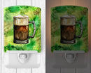 Irish Beer Mug Ceramic Night Light Compact, UL-Certified, Ideal for Bedroom, Bathroom, Nursery, Hallway, Kitchen, 6x4x3, Multicolor