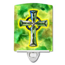 Irish Celtic Cross Ceramic Night Light Compact, UL-Certified, Ideal for Bedroom, Bathroom, Nursery, Hallway, Kitchen, 6x4x3, Multicolor