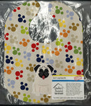 Pawprints Pug Cream Baby Bib Easy-Clean Baby Bib Baby Feeding Accessory Baby Mealtime Essential, 10 x 13, Multicolor