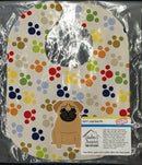 Pawprints Pug Brown Baby Bib Easy-Clean Baby Bib Baby Feeding Accessory Baby Mealtime Essential, 10 x 13, Multicolor