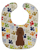 Pawprints Irish Water Spaniel Baby Bib Easy-Clean Baby Bib Baby Feeding Accessory Baby Mealtime Essential, 10 x 13, Multicolor