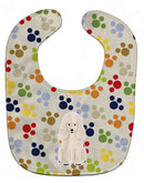Pawprints Poodle White Baby Bib Easy-Clean Baby Bib Baby Feeding Accessory Baby Mealtime Essential, 10 x 13, Multicolor