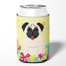 Easter Eggs Pug Cream Can or Bottle Hugger Cooler Sleeve for Standard 12 oz Cans, Insulated Foam Beer & Soda Can Hugger Reusable