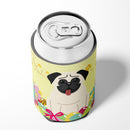 Easter Eggs Pug Cream Can or Bottle Hugger Cooler Sleeve for Standard 12 oz Cans, Insulated Foam Beer & Soda Can Hugger Reusable