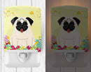 Easter Eggs Pug Cream Ceramic Night Light Compact, UL-Certified, Ideal for Bedroom, Bathroom, Nursery, Hallway, Kitchen, 6x4x3, Multicolor