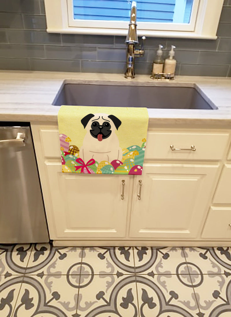 Easter Eggs Pug Cream Kitchen Towel BB6004KTWL