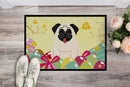 Easter Eggs Pug Cream Doormat Indoor Outdoor 18H X 27W Front Door Mat Rugs for Entryway, Non Slip Washable