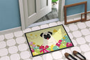 Easter Eggs Pug Cream Doormat Indoor Outdoor 18H X 27W Front Door Mat Rugs for Entryway, Non Slip Washable