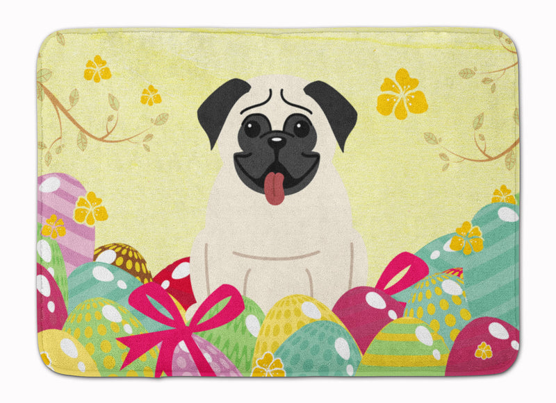 Easter Eggs Pug Cream Machine Washable Memory Foam Mat BB6004RUG