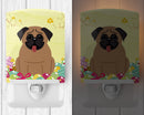 Easter Eggs Pug Brown Ceramic Night Light Compact, UL-Certified, Ideal for Bedroom, Bathroom, Nursery, Hallway, Kitchen, 6x4x3, Multicolor