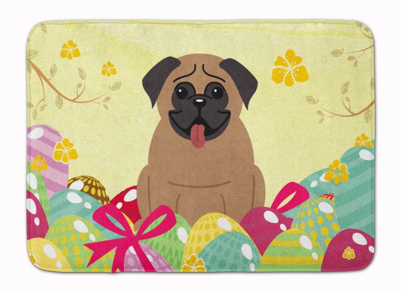 Easter Eggs Pug Brown Machine Washable Memory Foam Mat BB6005RUG