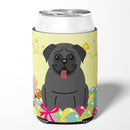 Easter Eggs Pug Black Can or Bottle Hugger Cooler Sleeve for Standard 12 oz Cans, Insulated Foam Beer & Soda Can Hugger Reusable