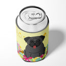 Easter Eggs Pug Black Can or Bottle Hugger Cooler Sleeve for Standard 12 oz Cans, Insulated Foam Beer & Soda Can Hugger Reusable