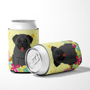 Easter Eggs Pug Black Can or Bottle Hugger Cooler Sleeve for Standard 12 oz Cans, Insulated Foam Beer & Soda Can Hugger Reusable