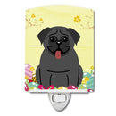 Easter Eggs Pug Black Ceramic Night Light Compact, UL-Certified, Ideal for Bedroom, Bathroom, Nursery, Hallway, Kitchen, 6x4x3, Multicolor
