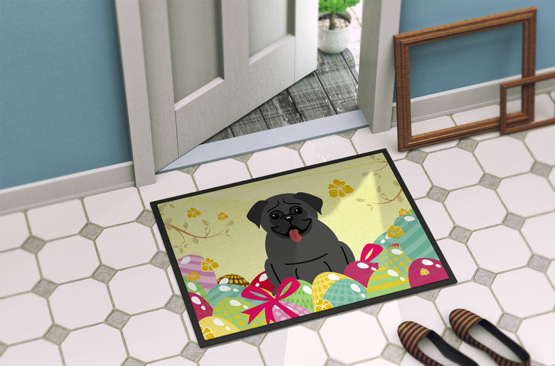 Easter Eggs Pug Black Indoor or Outdoor Mat 24x36 BB6006JMAT