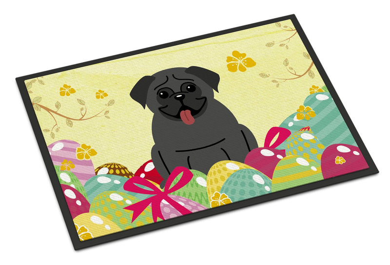 Easter Eggs Pug Black Indoor or Outdoor Mat 24x36 BB6006JMAT