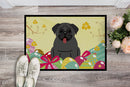 Easter Eggs Pug Black Doormat Indoor Outdoor 18H X 27W Front Door Mat Rugs for Entryway, Non Slip Washable
