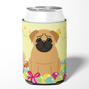 Easter Eggs Pug Brown Can or Bottle Hugger Cooler Sleeve for Standard 12 oz Cans, Insulated Foam Beer & Soda Can Hugger Reusable