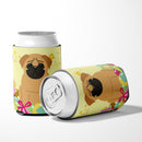 Easter Eggs Pug Brown Can or Bottle Hugger Cooler Sleeve for Standard 12 oz Cans, Insulated Foam Beer & Soda Can Hugger Reusable