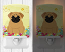 Easter Eggs Pug Brown Ceramic Night Light Compact, UL-Certified, Ideal for Bedroom, Bathroom, Nursery, Hallway, Kitchen, 6x4x3, Multicolor