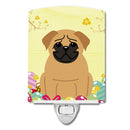 Easter Eggs Pug Brown Ceramic Night Light Compact, UL-Certified, Ideal for Bedroom, Bathroom, Nursery, Hallway, Kitchen, 6x4x3, Multicolor