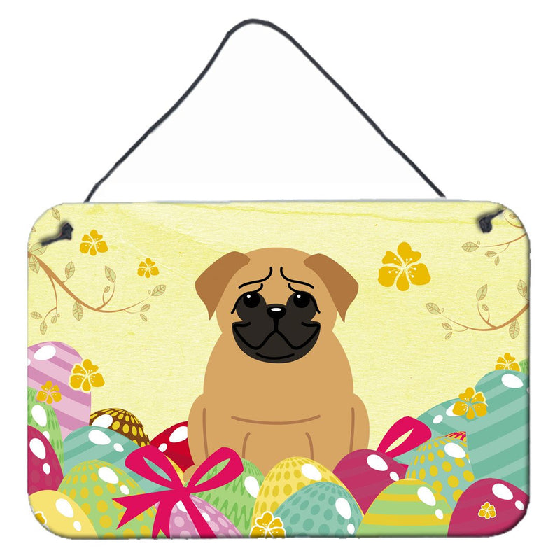 Easter Eggs Pug Brown Wall or Door Hanging Prints BB6007DS812